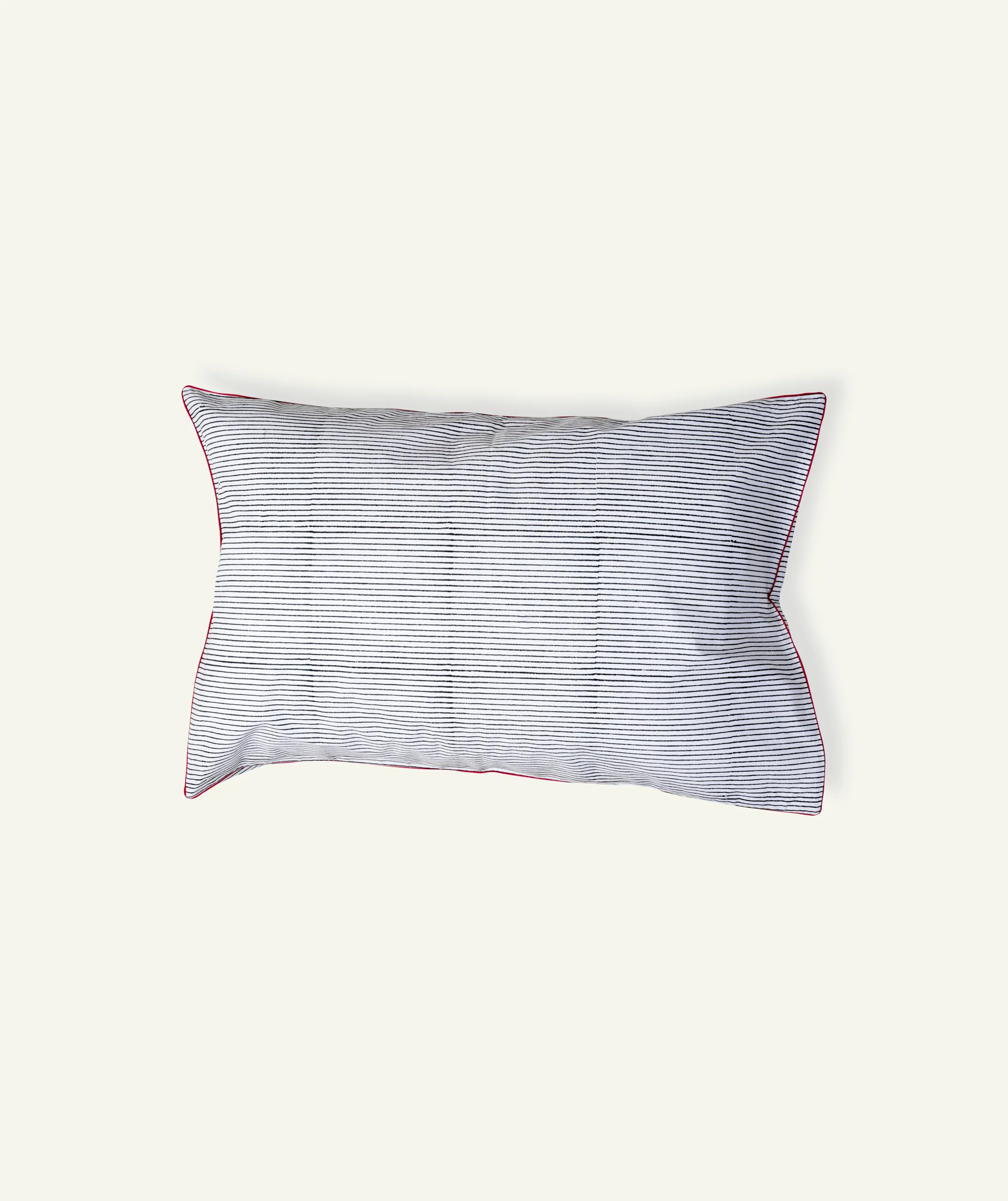 Cloudy Black with Candy Red Pure Stripes Pillow Cover (Set of 2) - Image 1