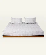Mocha Brown with Haze Indigo Pure Stripes Flat Bedsheet