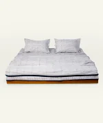 Mocha Brown with Haze Indigo Pure Stripes Flat Bedsheet - Image 3