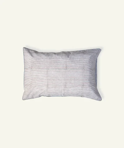 Mocha Brown with Haze Indigo Pure Stripes Pillow Cover (Set of 2)
