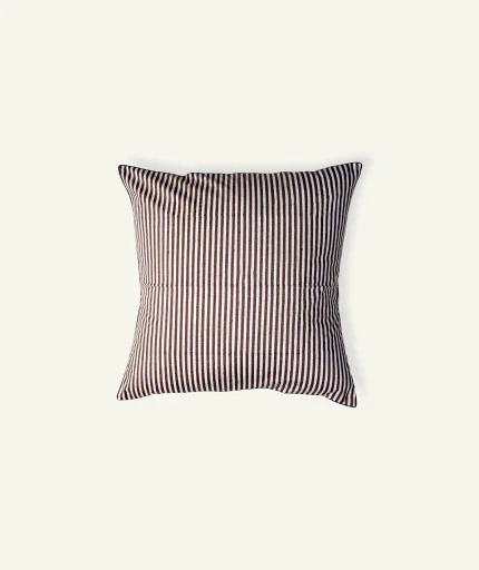 Mocha Brown with Haze Indigo Silent Stripes, 24x24 Inch Cushion Cover