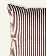 Mocha Brown with Haze Indigo Silent Stripes, 24x24 Inch Cushion Cover - Image 2