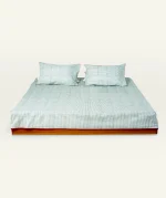 Pearl Green with Candy Red Pure Stripes Flat Bedsheet