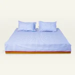 Dreamy Blue with Candy Red Silent Stripes Flat Bedsheet