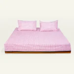 Berry Pink with Pearl Green Pure Stripes Flat Bedsheet