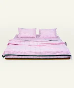 Berry Pink with Pearl Green Pure Stripes Flat Bedsheet - Image 3