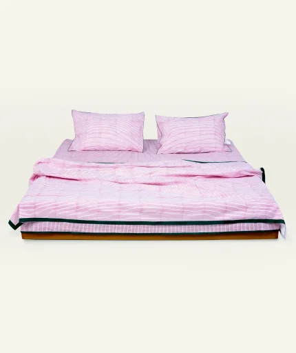 Berry Pink with Pearl Green Pure Stripes Dohar