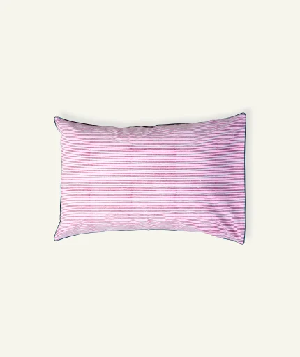 Berry Pink with Pearl Green Pure Stripes Pillow Cover (Set of 2)