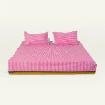 Berry Pink with Pearl Green Silent Stripes Flat Bedsheet