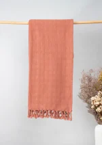 Yellow Dwelling Textured Solid Throw - Rust