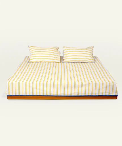 Mellow Yellow with Misty Blue Muted Layers Flat Bedsheet