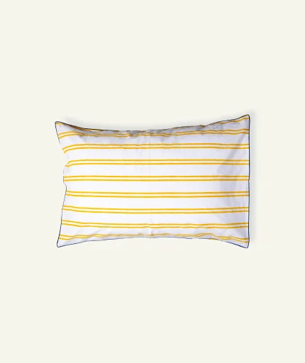 Mellow Yellow with Misty Blue Muted Layers Pillow Cover (Set of 2)