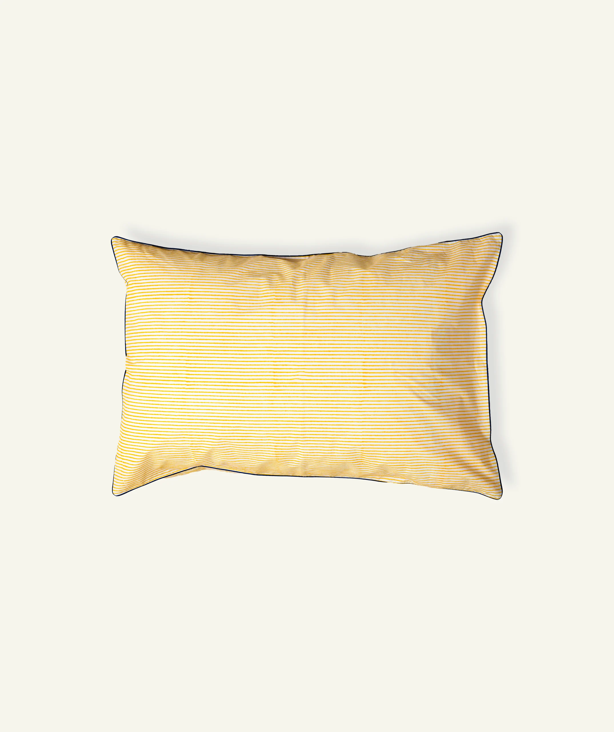 Mellow Yellow with Misty Blue Pure Stripes Pillow Cover (Set of 2) - Image 1