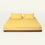 Mellow Yellow with Misty Blue Silent Stripes Flat Bedsheet