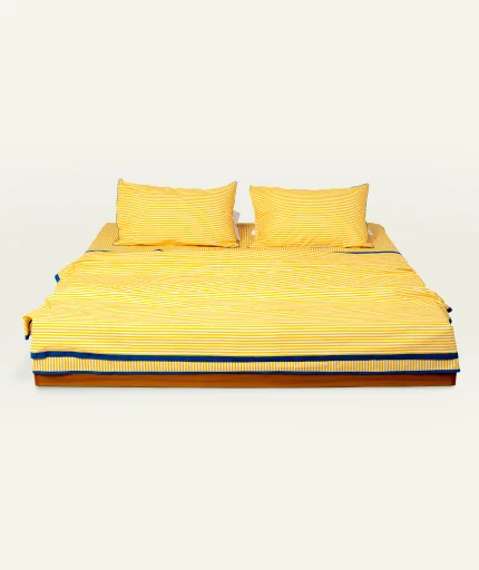 Mellow Yellow with Misty Blue Silent Stripes Dohar