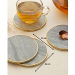 Marble Brass Coasters - Grey (Set of 4) - Image 2
