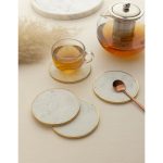 Marble Brass Coasters - White (Set of 4)