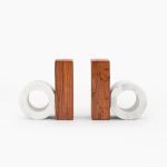 Marble Wood Bookends – D Shape (Set of 2) - Image 4