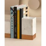 Marble Wood Bookends – Block (Set of 2) - Image 2