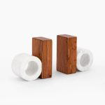 Marble Wood Bookends – D Shape (Set of 2) - Image 2