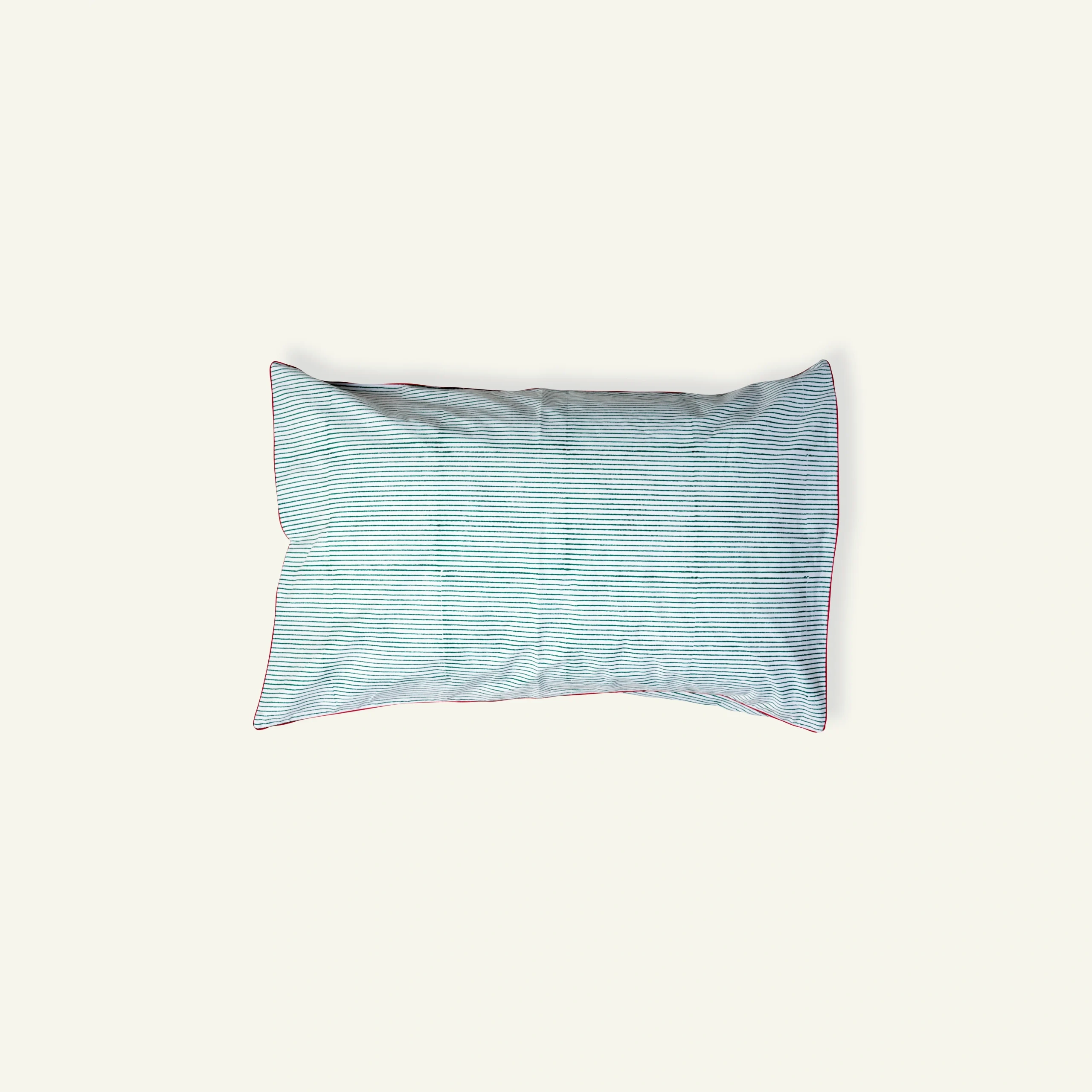 Pearl Green with Candy Red Pure Stripes Pillow Cover (Set of 2) - Image 1