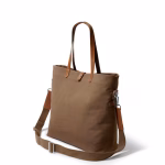 Angled view of biscuit canvas Buoy tote bag with shoulder strap extended | KlippiK Middle East