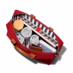 Interior compartment view of crimson red Fleet messenger bag | KlippiK Kuwait