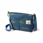 Angled view of blue alligator crossbody bag showing strap and zipper | KlippiK Kuwait