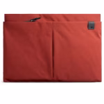 Coral red ripstop large laptop sleeve with front zip pocket flat view | KlippiK Kuwait