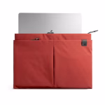Front view of coral laptop sleeve with MacBook standing inside | KlippiK Kuwait