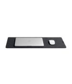 Turf 2.0 Felt Desk Mat in green showing the split dark green felt and tan vegan leather surface