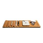 Blue Ripstop Vault Tech Organiser opened flat with chargers, AirPods and a mouse held in its elastic loops