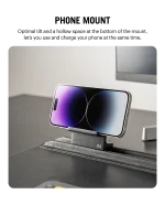 Black Snap On Organiser Desk Mat with Cable Holder + Phone Mount + Apple Watch Charging Stand