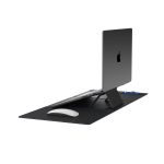 Morph Foldable Deskmat with Laptop Stand by DailyObjects – tri-fold pebbled leatherite desk mat with built-in laptop stand