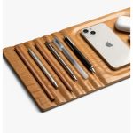 Black Snap On Organiser Desk Mat with Cable Holder + Phone Mount + Apple Watch Charging Stand