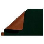Corner of the green Turf 2.0 mat folded back to reveal the tan vegan leather reverse