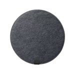 Top-down view of the round Orb Felt Duo mouse pad in charcoal felt