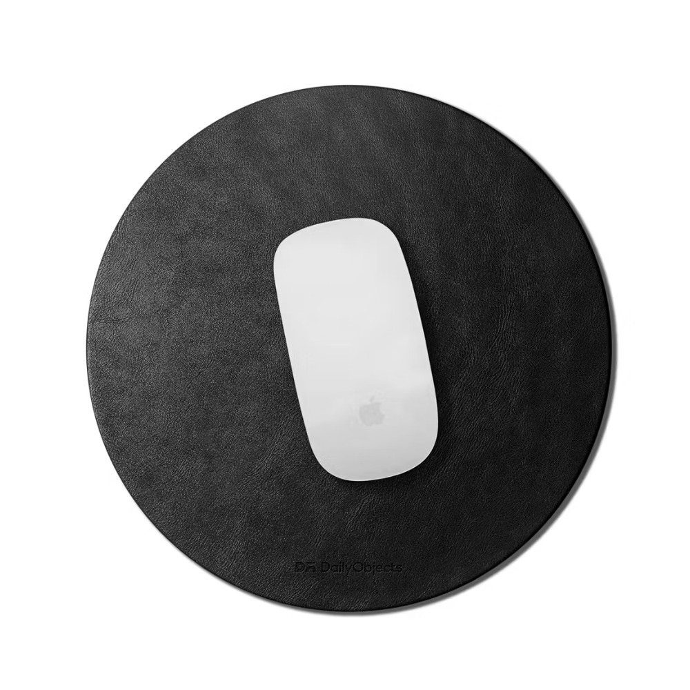 Orb Vegan Leather Mouse Pad - Black Black Vegan Leather Mouse Pad