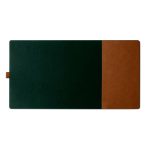 Turf 2.0 Felt Desk Mat in green showing the split dark green felt and tan vegan leather surface