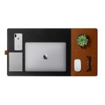 Mustard-Blue Snap On Organiser Desk Mat with Cable Holder + Phone Mount + Apple Watch Charging Stand