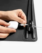 Black Snap On Organiser Desk Mat with Cable Holder + Apple Watch Charging Stand