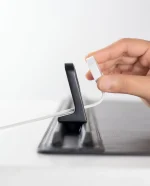 Black Snap On Organiser Desk Mat with Cable Holder + Apple Watch Charging Stand