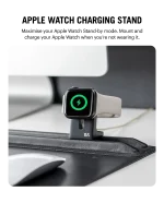 Black Snap On Organiser Desk Mat with Cable Holder + Apple Watch Charging Stand