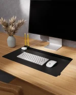 Black Snap On Organiser Desk Mat with Cable Holder