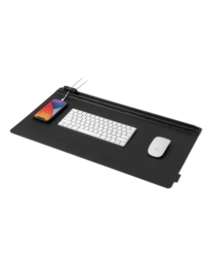 Black Snap On Organiser Desk Mat with Cable Holder