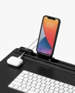 Black Snap On Organiser Desk Mat with Cable Holder + Phone Mount