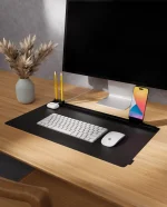 Black Snap On Organiser Desk Mat with Cable Holder + Phone Mount