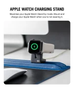 Blue-Black Snap On Organiser Desk Mat with Cable Holder + Apple Watch Charging Stand