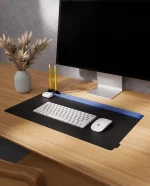 Blue-Black Snap On Organiser Desk Mat with Cable Holder