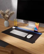 Blue-Black Snap On Organiser Desk Mat with Cable Holder + Phone Mount